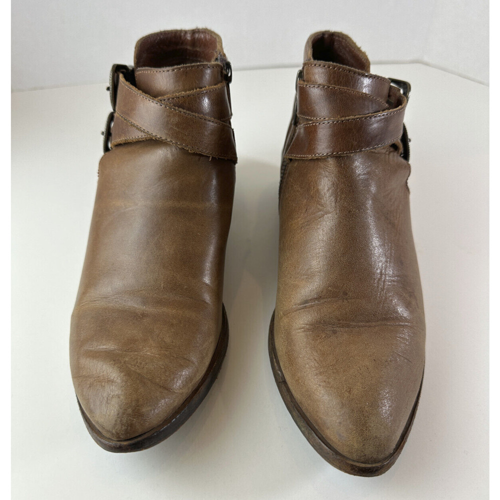 Frye Ray Ankle Boots Brown Leather Western Shootie Cowboy Booties 7.5 M *Flawed - Picture 3 of 16